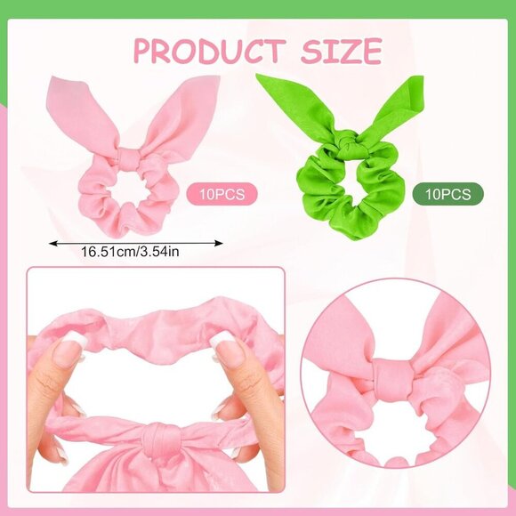 20PCS Hair Scrunchies Bow Ribbons Cute Bunny Ears Hair Accessories Gift main image 4